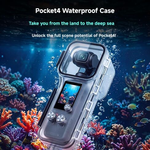 حافظة مقاومة للماء لـ DJI Osmo Pocket 4 2026 50M 164FT حافظة غوص تحت الماء IPX8 معتمدة من الكمبيوتر الصلب غلاف حماية نانو مطلي بعدسة HD مختومة بالضغط in Kuwait