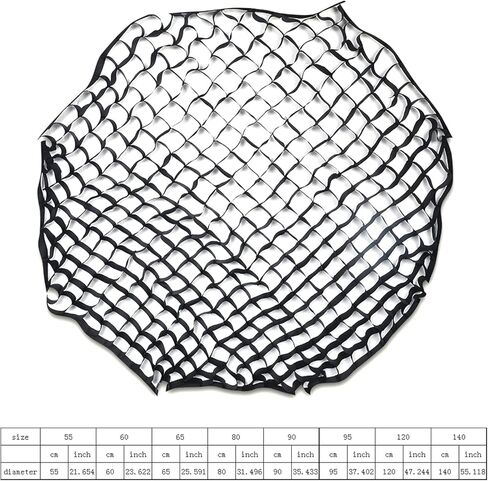 55-140cm Eight-Sided Honeycomb Grid for Studio Softbox, Nylon Light Control Modifier for Photography, Foldable Octagonal Diffuser in Saudi Arabia