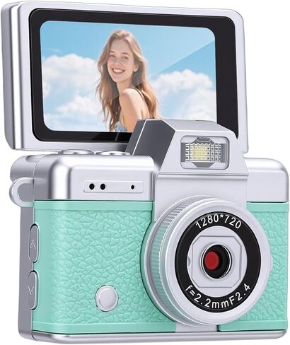 Pomya Keychain Camera, 720P Mini Digital Camera with 1.47 Inch Rotating Screen and LED Fill Light, for Travel Selfie Photography (Green) in Kuwait