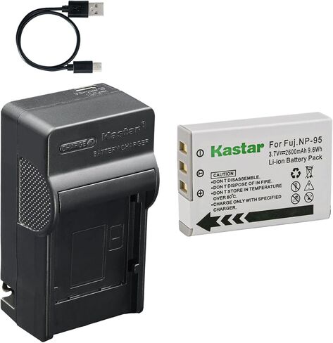 Kastar 4-Pack Battery and AC & USB-C Charger, Compatible with Fuji NP-95 FinePix F30 F31FD Real 3D W1 X30 X70 XF10 X100 X100S X100LE X100T X-S1 and Ricoh DB-90 GXR P10 S10 Mount A12 Models in Kuwait