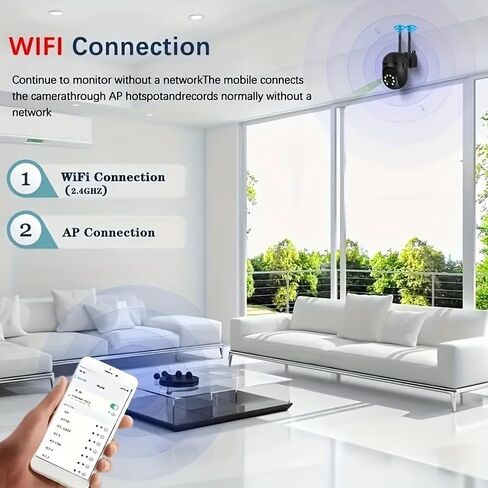 Indoor Outdoor Security Camera, 360° Pan Tilt Camera for Home Security with Color Night Vision, Smart Motion Detection, Auto Tracking, Two Way Audio, 1080P Full HD WiFi Camera in Kuwait