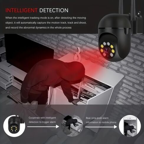 Indoor Outdoor Security Camera, 360° Pan Tilt Camera for Home Security with Color Night Vision, Smart Motion Detection, Auto Tracking, Two Way Audio, 1080P Full HD WiFi Camera in Kuwait