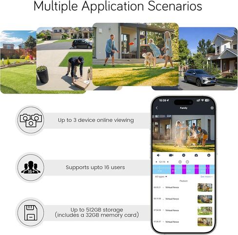 HIEASY 8MP 4K Window Security Camera, 2.4/5GHz Dual-Band WiFi Glass-Mount Camera, Anti-Reflection Night Vision, AI Human Detection, 24/7 Continuous Recording, 32GB SD Card Included, Black (4K-Black) in Kuwait