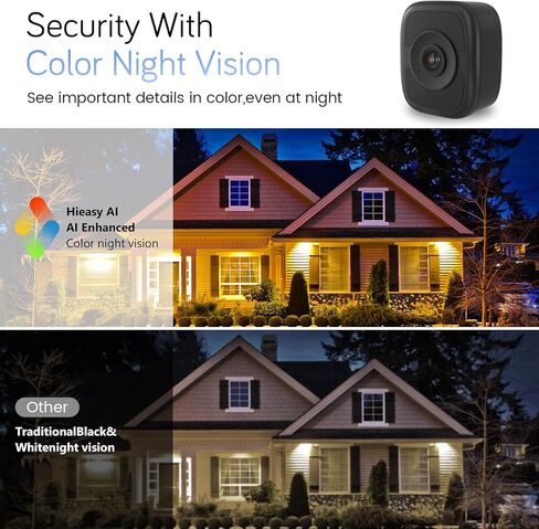 HIEASY 8MP 4K Window Security Camera, 2.4/5GHz Dual-Band WiFi Glass-Mount Camera, Anti-Reflection Night Vision, AI Human Detection, 24/7 Continuous Recording, 32GB SD Card Included, Black (4K-Black) in Saudi Arabia