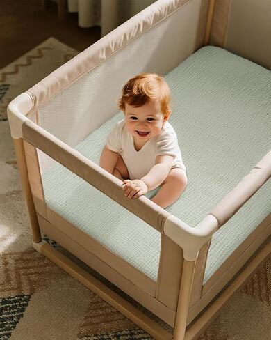 Unnivoll Muslin Crib Sheets for Boys Girls, 100% Cotton Fitted Crib Sheet 2 Pack for Standard Crib and Toddler Mattress, Breathable Soft Baby Sheet 28x52x8in Gradient Pink in Saudi Arabia