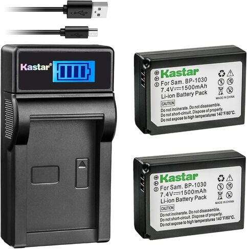 بطارية Kastar 2 حزمة وشاحن USB رفيع LCD لكاميرا Samsung BP1030، BP1030B، BP1130، ED-BP1030 وSamsung NX200، NX210، NX300، NX300M، NX1000، NX1100، NX2000 in Kuwait
