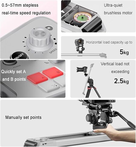 Motorized Camera Slider with 125° Panorama Rotating Track Dolly, 5.5-11Lbs Load Capacity, Buttons and App Control for Time-Lapse (60cm) in Saudi Arabia