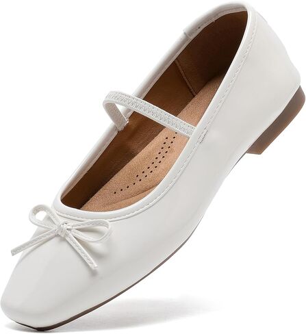 حذاء نسائي من Shine Ballet Bow Dressy Flats بمقدمة مربعة سهل الارتداء، حذاء عمل للعمل الكاجوال والمكتب in Kuwait