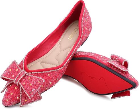 Women's Pointed Rhinestone Flat Shoes Glitter Flowers Wedding Comfortable Dress Shoes in Saudi Arabia