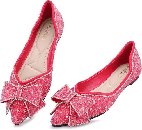 Women's Pointed Rhinestone Flat Shoes Glitter Flowers Wedding Comfortable Dress Shoes in Saudi Arabia