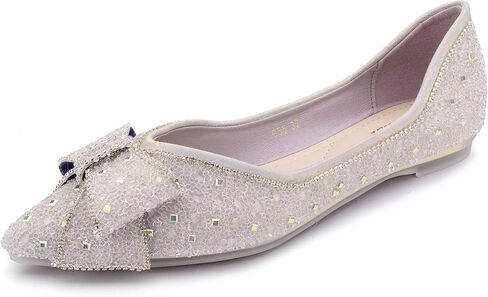 Women's Pointed Rhinestone Flat Shoes Glitter Flowers Wedding Comfortable Dress Shoes in Saudi Arabia