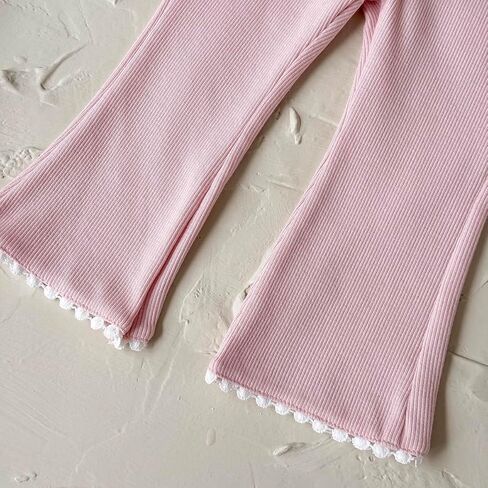 Baby Girl Clothes Outfit Polo Flower Embroidered Sweatshirt Pink Pants Set Toddler Bell-Bottoms Outfits (6M–3T) in Saudi Arabia