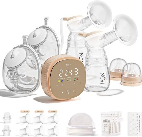 NCVI Electric Wearable Breast Pump 2-in-1, Micro-Vibration Comfort with Hospital-Grade Suction, 4400mAh Rechargeable, Fully Customizable & Efficient Portable Breastfeeding Pump for Home, Work or Go in Kuwait