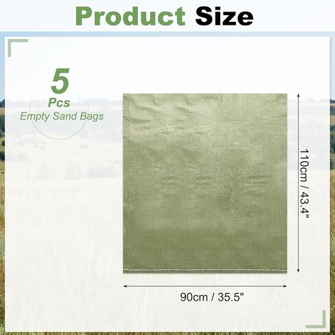 PATIKIL Heavy Duty Sand Bags, (35.5"x43.4", Gray) (5 Pcs), Empty Sandbags Woven Polypropylene Sandbags Sand Bags Suit for - Flooding Weight Construction Earth Bag Homes in Kuwait