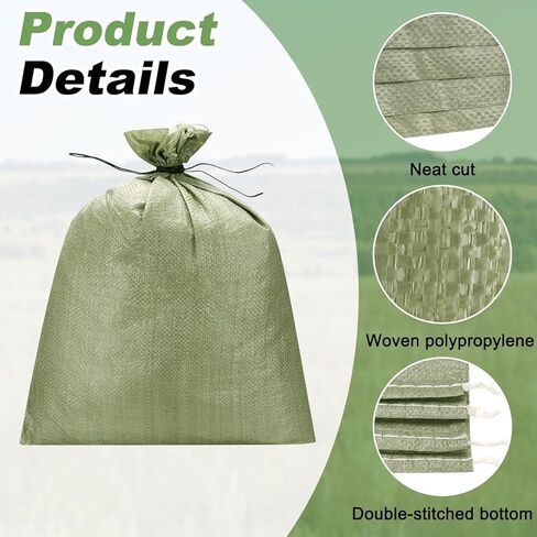 PATIKIL Heavy Duty Sand Bags, (35.5"x43.4", Gray) (5 Pcs), Empty Sandbags Woven Polypropylene Sandbags Sand Bags Suit for - Flooding Weight Construction Earth Bag Homes in Kuwait