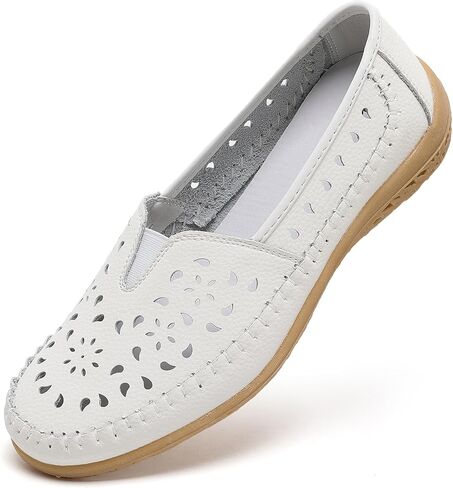 Women's Summer Breathable Loafers with Lace-Up Cutout Design Synthetic Leather Soft-Sole Casual Footwear Comfortable Thick-Sole Shoes with Slip-Resistant Properties in Kuwait