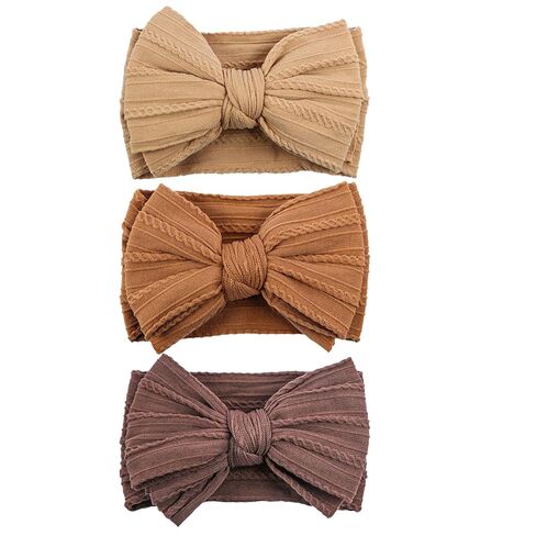 LemonSpace Handmade Baby Girls Headbands Soft Stretchy Nylon Hair Bands Hair Accessories with Bows for Newborn Baby Girls Infant Toddlers Kids(Khaki Brown Mix) in Kuwait