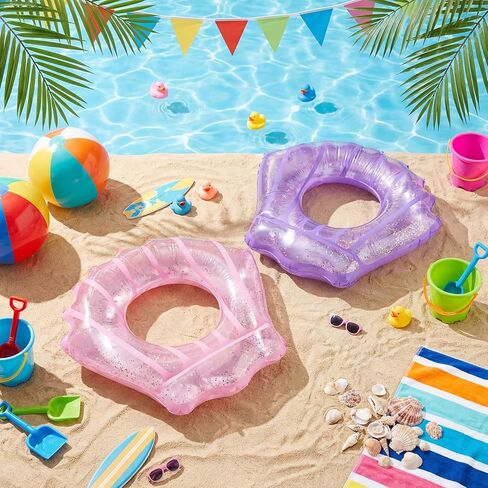 Juexica 4 Pack Mermaid Pool Rings Shell Swimming Float Tube قابلة للتنفيذ بريق حلقة البليار in Saudi Arabia