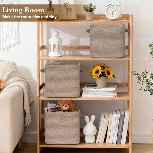 15×13 Inch Storage Cubes, 3 Pack Cube Storage Bins for Organizing, Cotton Rope Woven Baskets for Shelves, Bathroom, Kids Room, Closets, Baby Nursery in Kuwait