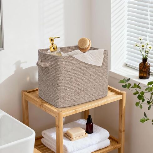 15×13 Inch Storage Cubes, 3 Pack Cube Storage Bins for Organizing, Cotton Rope Woven Baskets for Shelves, Bathroom, Kids Room, Closets, Baby Nursery in Kuwait