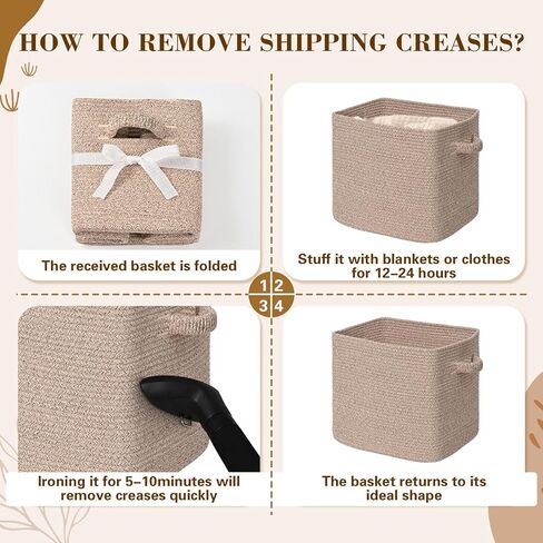 15×13 Inch Storage Cubes, 3 Pack Cube Storage Bins for Organizing, Cotton Rope Woven Baskets for Shelves, Bathroom, Kids Room, Closets, Baby Nursery in Kuwait