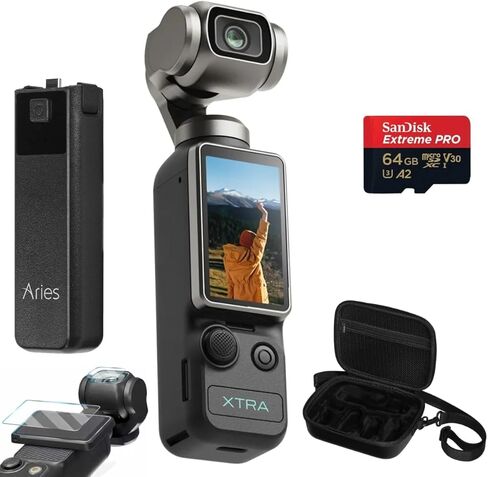 مجموعة كاميرا الحركة Xtra Muse 4K مع بطاقة SanDisk Extreme microSD سعة 64 جيجابايت، وشاحن بطارية خارجي Aries بقدرة 4000 مللي أمبير في الساعة، وواقي شاشة وحقيبة حمل in Kuwait