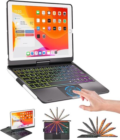 BABG Keyboard Case for iPad Air 13 inch(M3/M2)&iPad Pro 13(M5/M4),iPad Pro 12.9(6th/5th /4th/3rd Gen) Case with Keyboard,360° Rotatable,Toupad,Backlits,Pencil Charging-Light Purple in Saudi Arabia