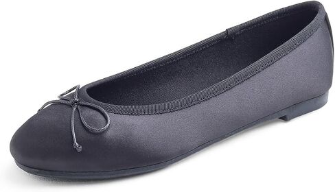 FEVERSOLE Women's Shiny Silky Soft Fabric Cushioned Comfort Flats Breathable Party Elegant Dress Ballets in Kuwait