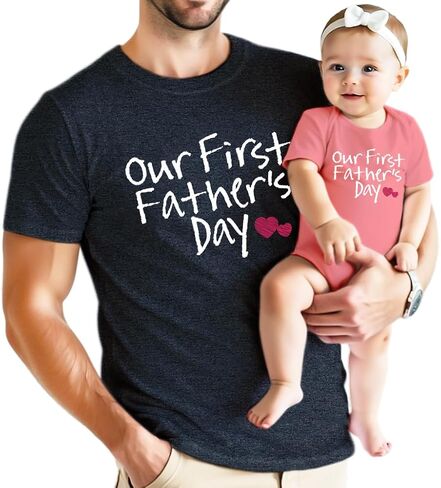 Our First Fathers Day Father Son Matching Shirts Father Daughter Gift for Father's in Kuwait