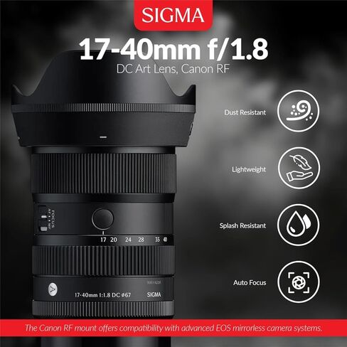عدسة سيجما الفنية مقاس 17-40 مم f/1.8 DC لحامل Canon RF، وعدسة تكبير قياسية APS-C، وحزمة مع مجموعة مرشح UV/CPL/ND، ومجموعة برامج الكمبيوتر، وحافظة الأغطية ومجموعة التنظيف، ضمان Sigma لمدة 4 سنوات in Kuwait