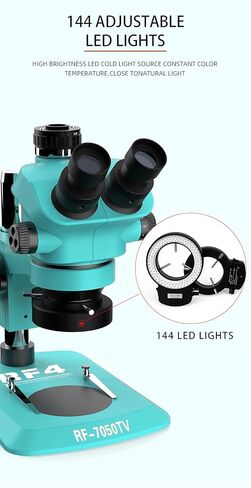 Trinocular Microscope Head 7-50X Simul Focal Continuous Zoom Stereo Microscope WF10X/22mm Eyepiece Phone PCB Soldering(RF-7-50X 0.5CTV) in Kuwait