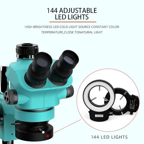 Trinocular Microscope Head 7-50X Simul Focal Continuous Zoom Stereo Microscope WF10X/22mm Eyepiece Phone PCB Soldering(RF-7-50X 0.5CTV) in Kuwait