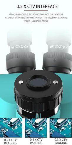 Trinocular Microscope Head 7-50X Simul Focal Continuous Zoom Stereo Microscope WF10X/22mm Eyepiece Phone PCB Soldering(RF-7-50X 0.5CTV) in Kuwait