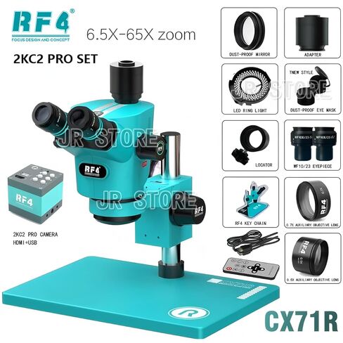 CX71R مجهر ستيريو ثلاثي العينيات 6.5x-65x 30 درجة مئوية تصميم مريح كاميرا تكبير مستمر 4K لإصلاح PCB لحام الهاتف (مجموعة CX71R-4KC1 PRO) in Kuwait