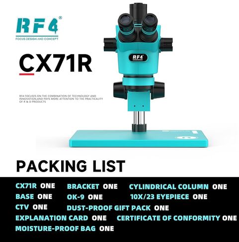 CX71R مجهر ستيريو ثلاثي العينيات 6.5x-65x 30 درجة مئوية تصميم مريح كاميرا تكبير مستمر 4K لإصلاح PCB لحام الهاتف (مجموعة CX71R-4KC1 PRO) in Kuwait