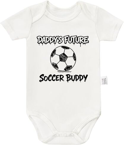 Daddy's Future Soccer Buddy Bodysuit, Gender Neutral Baby Clothes, Funny Infant Fashion Short Sleeve Sports Suit in Kuwait