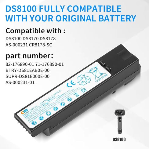 CBQ 2500mAh 9.25Wh Replacement Batteries fit for Zebra DS8178 DS8100 DS8170 AS-000231 CR8178-SC Battery in Saudi Arabia