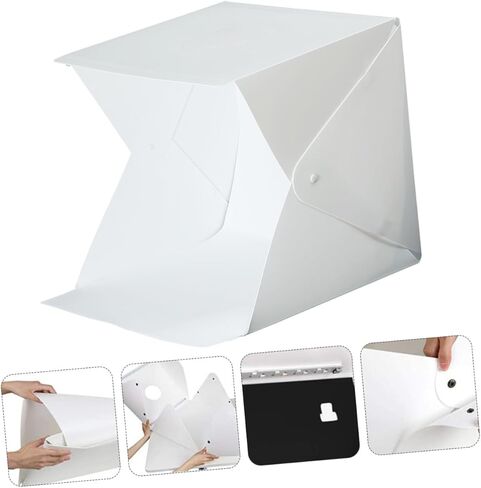 GALPADA Portable Mini Photo Light Box Tent 20cm Small LED Photography Softbox with 4 Color Backdrops Foldable Shooting Tent for Product and Jewelry Photography in Kuwait
