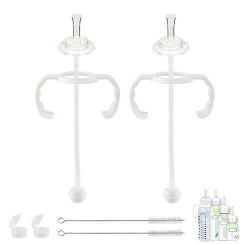 Straw Cup Conversion Kit for Dr Brown Narrow and Narrow Glass Baby Bottles, Weighted Straw Replacement with Soft Straw Top and Handle, for Babies 6+ Months, Set of 2 in Kuwait