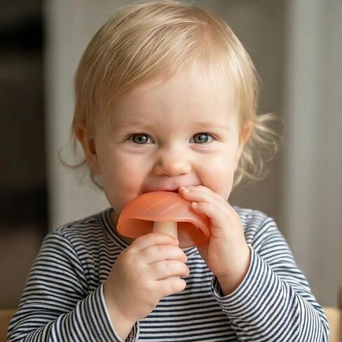 Baby Umbrella Teething Toy, Food Grade Silicone Teether for 0-12 Months - BPA Free Infant Chew Toy with Travel Case, Easy to Hold & Clean Teething Relief, Baby Shower Favorite in Kuwait