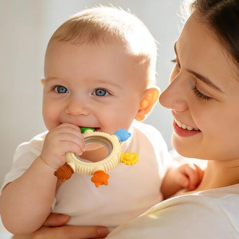 ألعاب حلقات التسنين من 3 إلى 6 أشهر، عضاضات خشخيشة من السيليكون خالية من مادة BPA للأطفال من سن 6 إلى 12 شهرًا، ألعاب مضغ حسية لتخفيف التسنين من أساسيات الطفل، هدايا للأطفال للأولاد والبنات in Kuwait