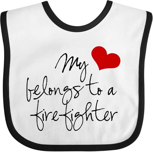 inktastic My Heart Belongs Firefighter Baby Bib in Kuwait
