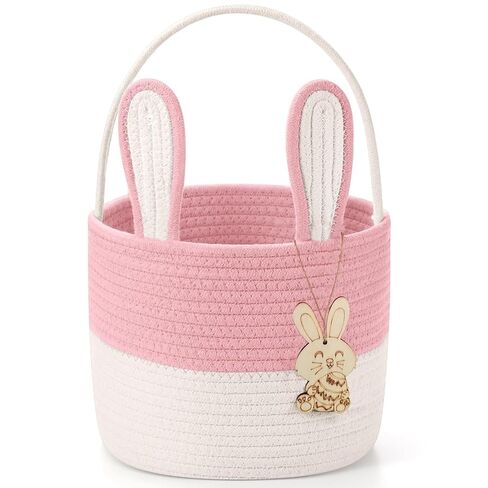 Poschnor Easter Basket for Kids, Easter Bunny Basket, Woven Cotton Rope Egg Easter Gift Baskets for Girls, Boys, Toddler, Babies, Blue in Kuwait