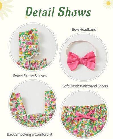 Mioglrie Toddler Baby Girl Summer Clothes Infant Spring Outfits Ruffle Sleeveless Shirt Baby Shorts Headband Clothing Set in Saudi Arabia