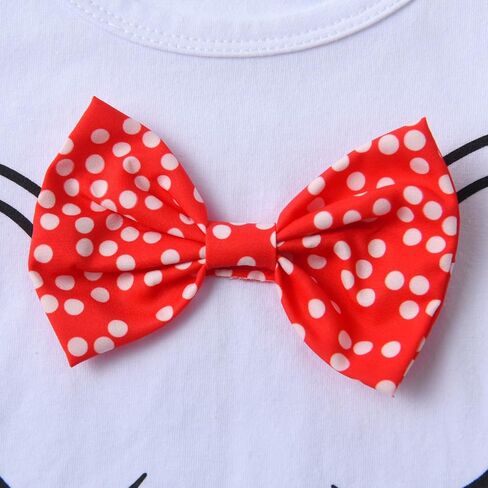 Toddler Baby Girl Clothes Ruffle Short Sleeves T-Shirt Tops and Shorts Set Cute Cat Print Summer Outfits in Saudi Arabia