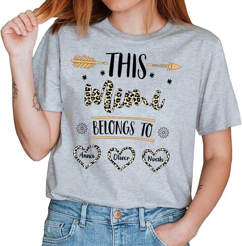 Personalized Mama Leopard Shirt, This Mommy Belongs to Shirt, Custom Mom Shirt with Kids Name for Mothers Day in Saudi Arabia