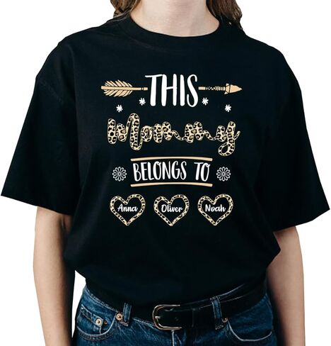 Personalized Mama Leopard Shirt, This Mommy Belongs to Shirt, Custom Mom Shirt with Kids Name for Mothers Day in Saudi Arabia