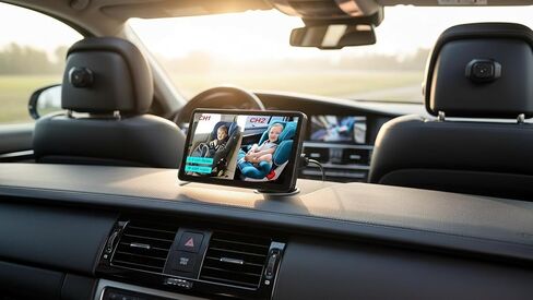 Car Baby monitorr，Baby Car Camera for 2 Kids - 5" Dual Channel Car Baby Monitor with Split Screen,Night Vision, Wide View, Easy Install Rear Facing Backseat Camera for Baby in Kuwait
