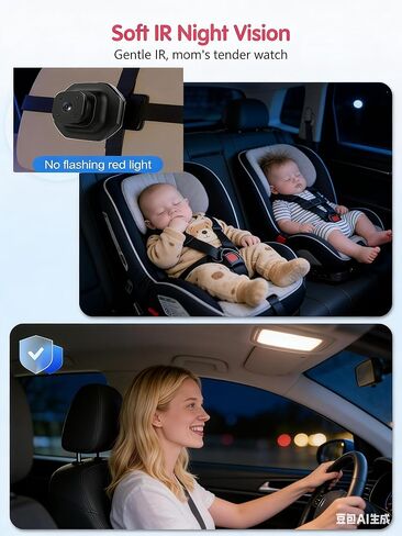 Car Baby monitorr，Baby Car Camera for 2 Kids - 5" Dual Channel Car Baby Monitor with Split Screen,Night Vision, Wide View, Easy Install Rear Facing Backseat Camera for Baby in Kuwait