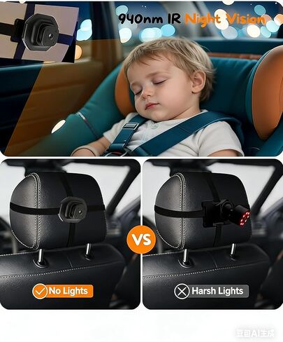 Car Baby monitorr，Baby Car Camera for 2 Kids - 5" Dual Channel Car Baby Monitor with Split Screen,Night Vision, Wide View, Easy Install Rear Facing Backseat Camera for Baby in Kuwait